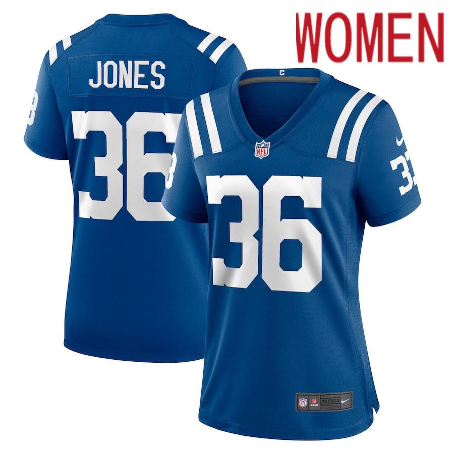 Women Indianapolis Colts 36 Josh Jones Nike Royal Game NFL Jersey
